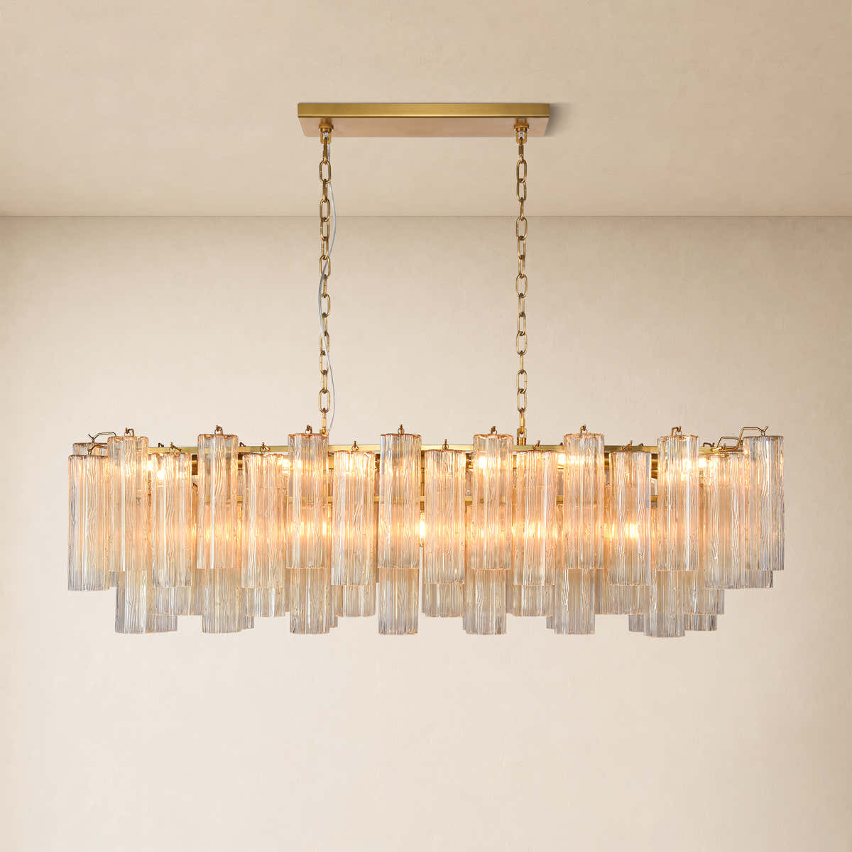 Hexalia Murano Glass Linear Chandelier 54"W