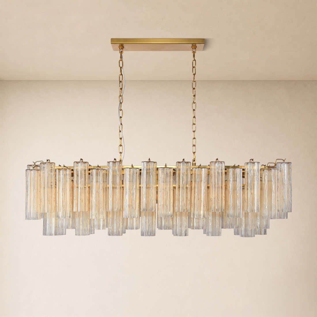 Hexalia Murano Glass Linear Chandelier 54"W