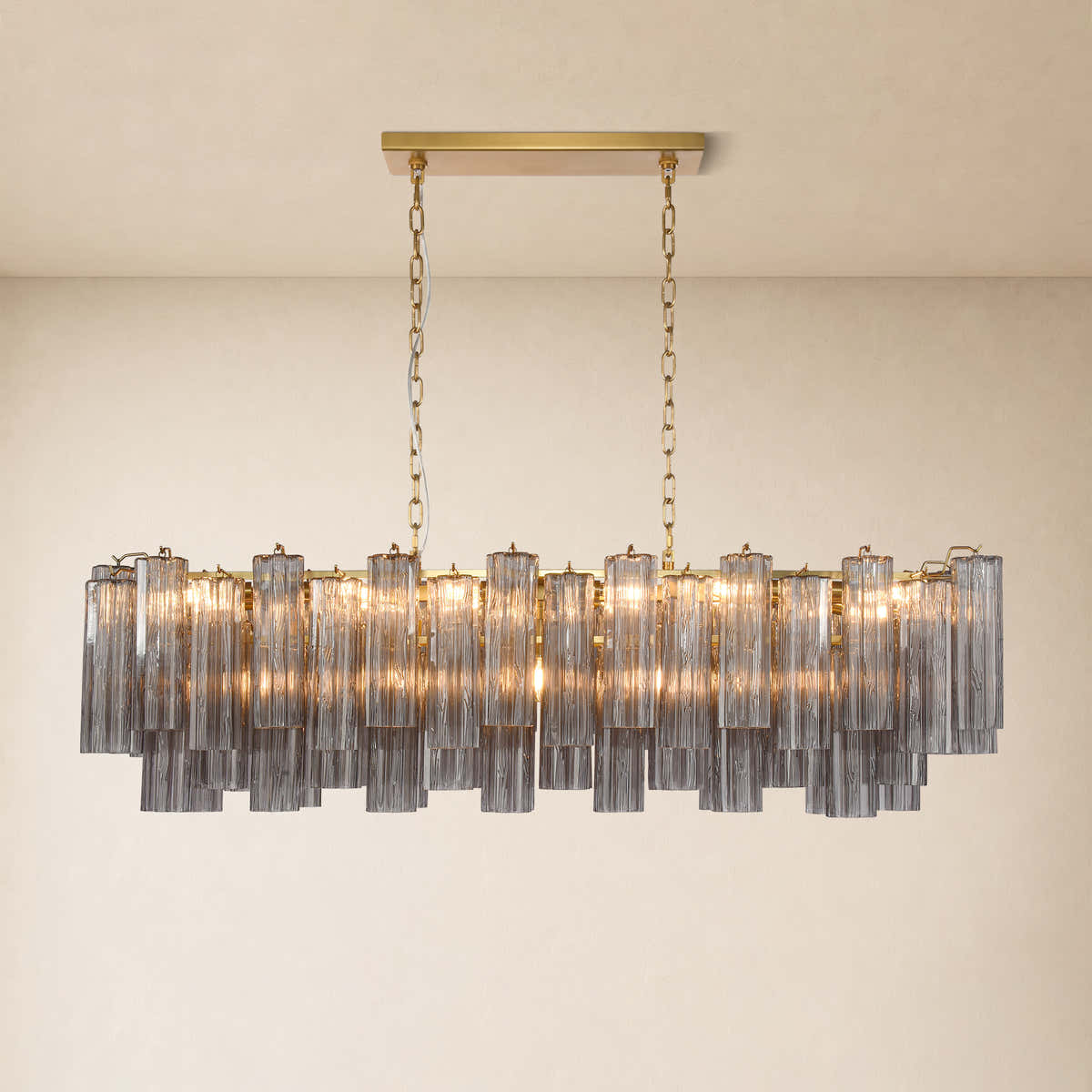 Hexalia Murano Glass Linear Chandelier 54"W