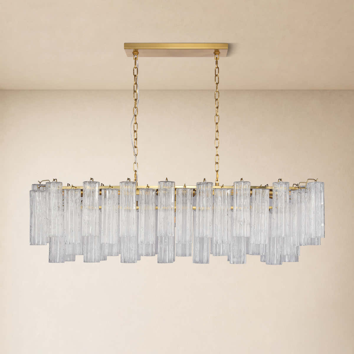 Hexalia Murano Glass Linear Chandelier 54"W