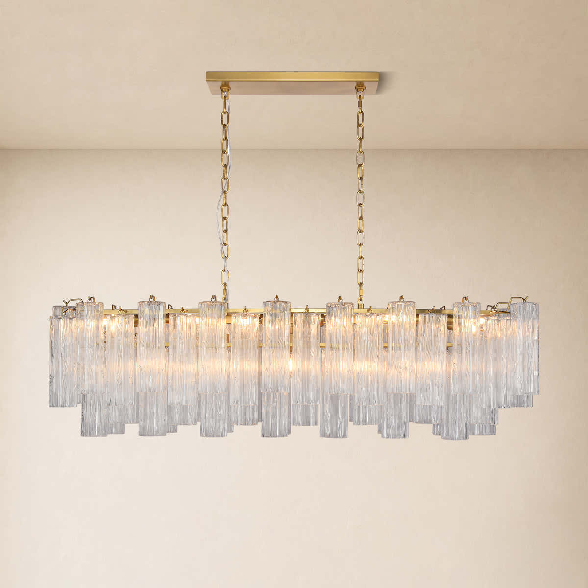 Hexalia Murano Glass Linear Chandelier 54"W
