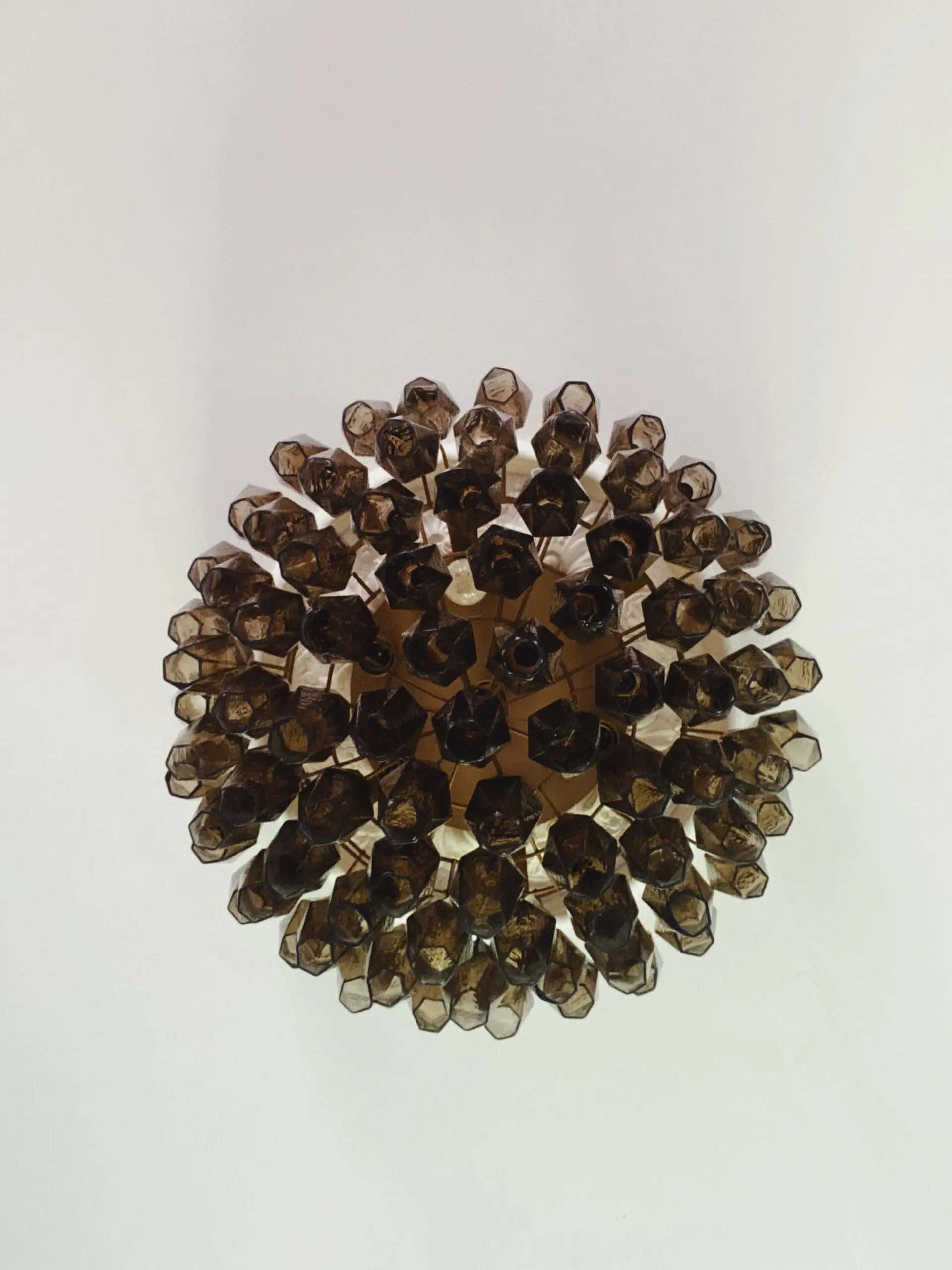 Murano Chandelier – Poliedri – 84 glasses – Dark smoked