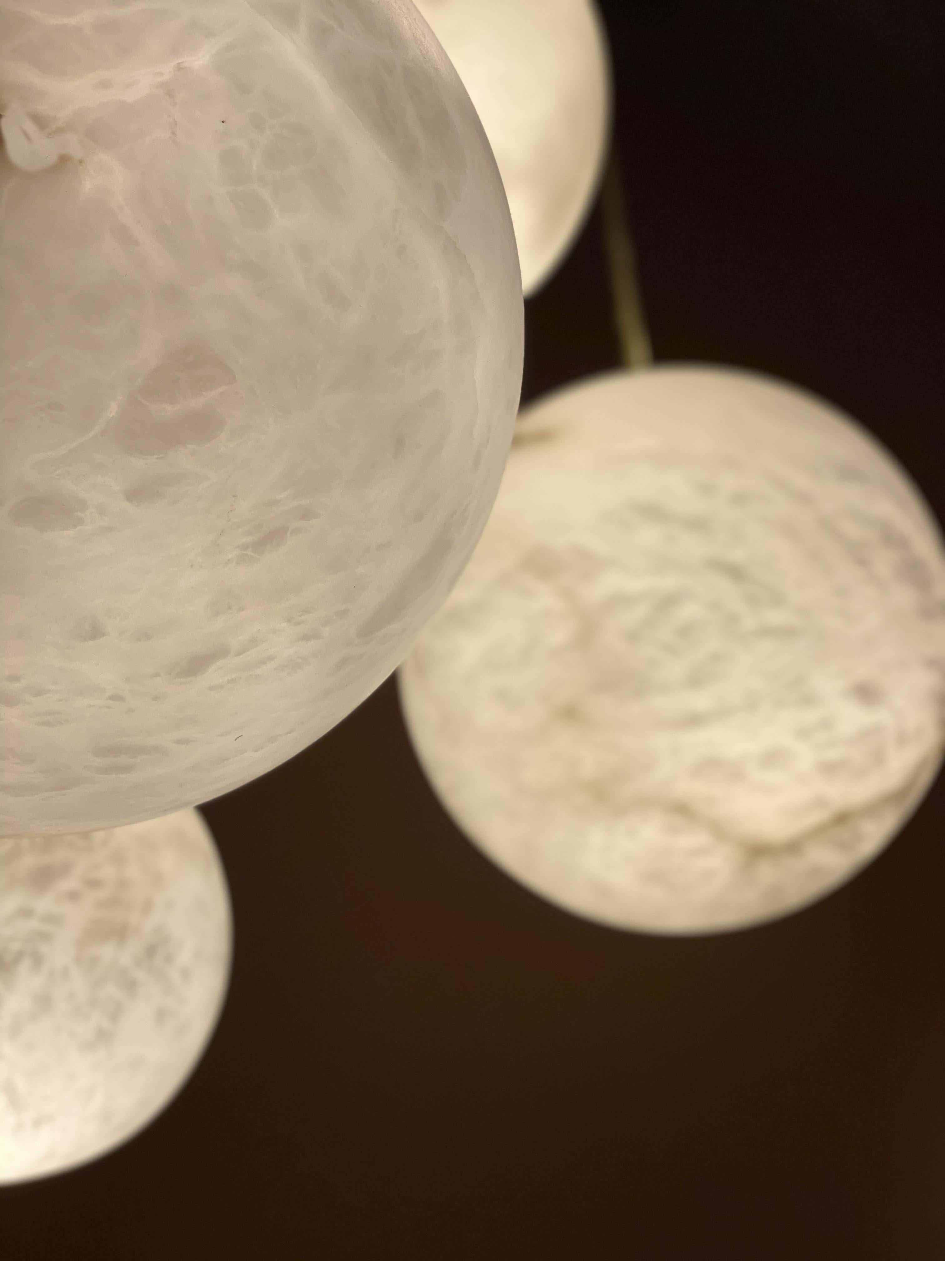 Galaxy Contemporary Italian Alabaster Marble Globe Chandelier