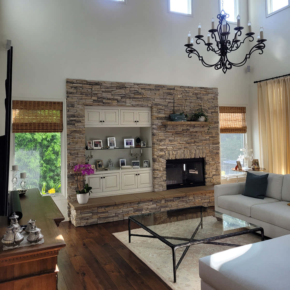 Hand-Forged Metal Square Glass Coffee Table