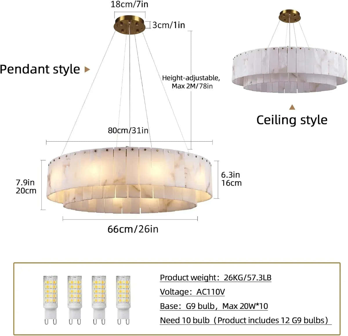 Joan Alabaster Chandelier