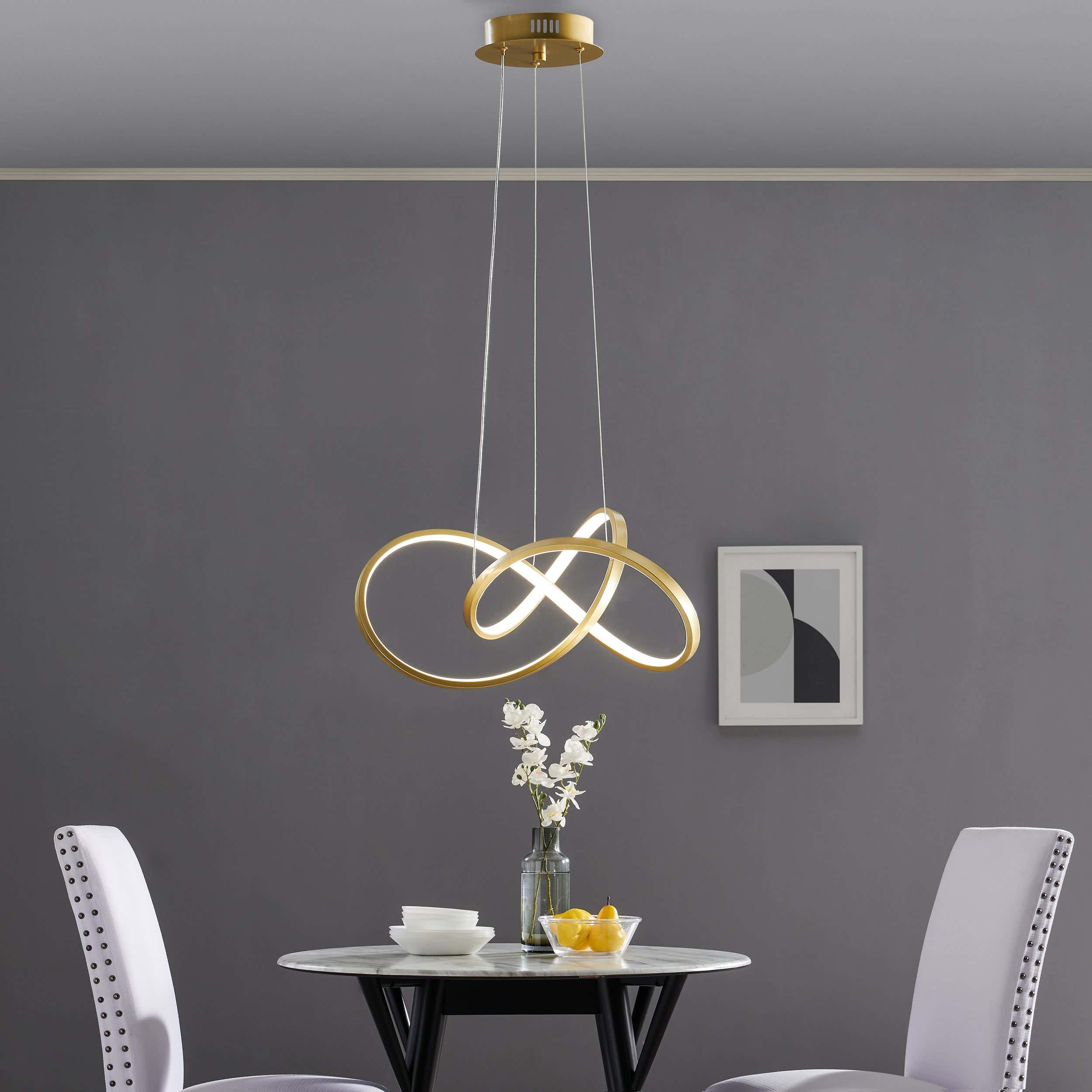 Knotted LED Dimmable Chandelier // Sandy Gold