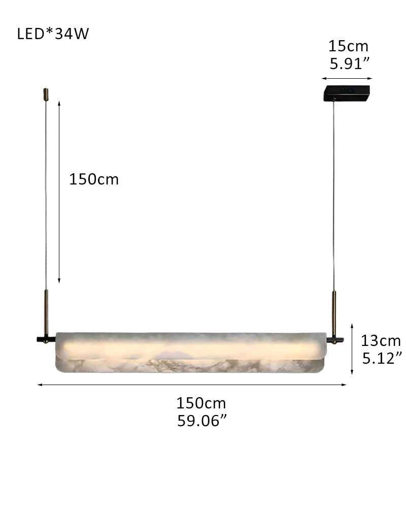 Modern Linear Black Metal Elegant Alabaster Pendant for Living room Lighting