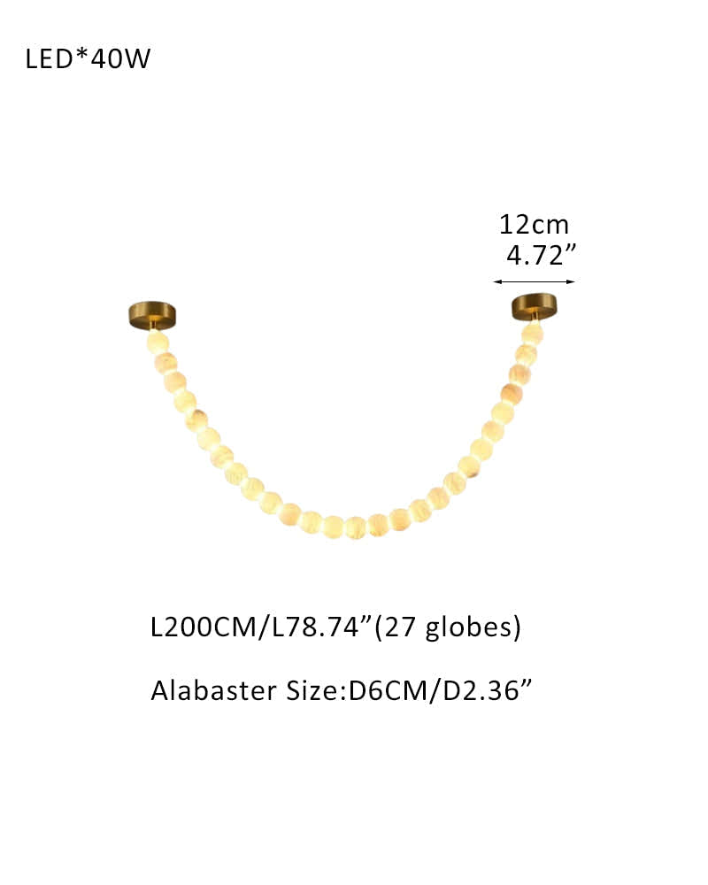 Modern LED Natural Alabaster Globes Beads Hanging Chandelier Indoor Lighting Fixture