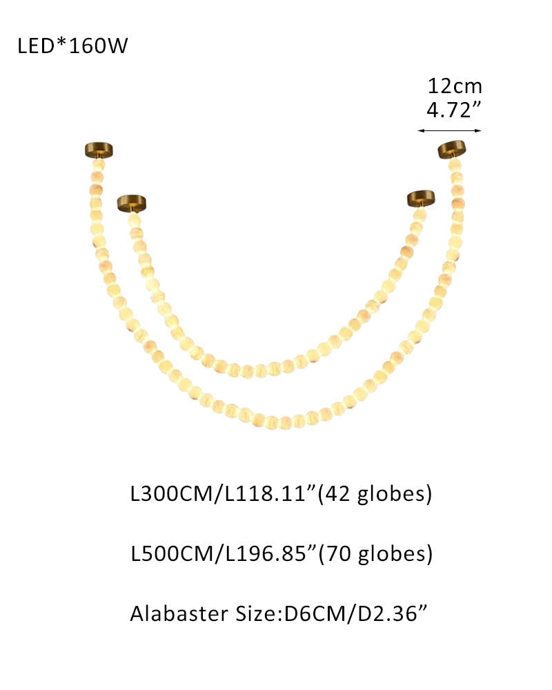 Modern LED Natural Alabaster Globes Beads Hanging Chandelier Indoor Lighting Fixture