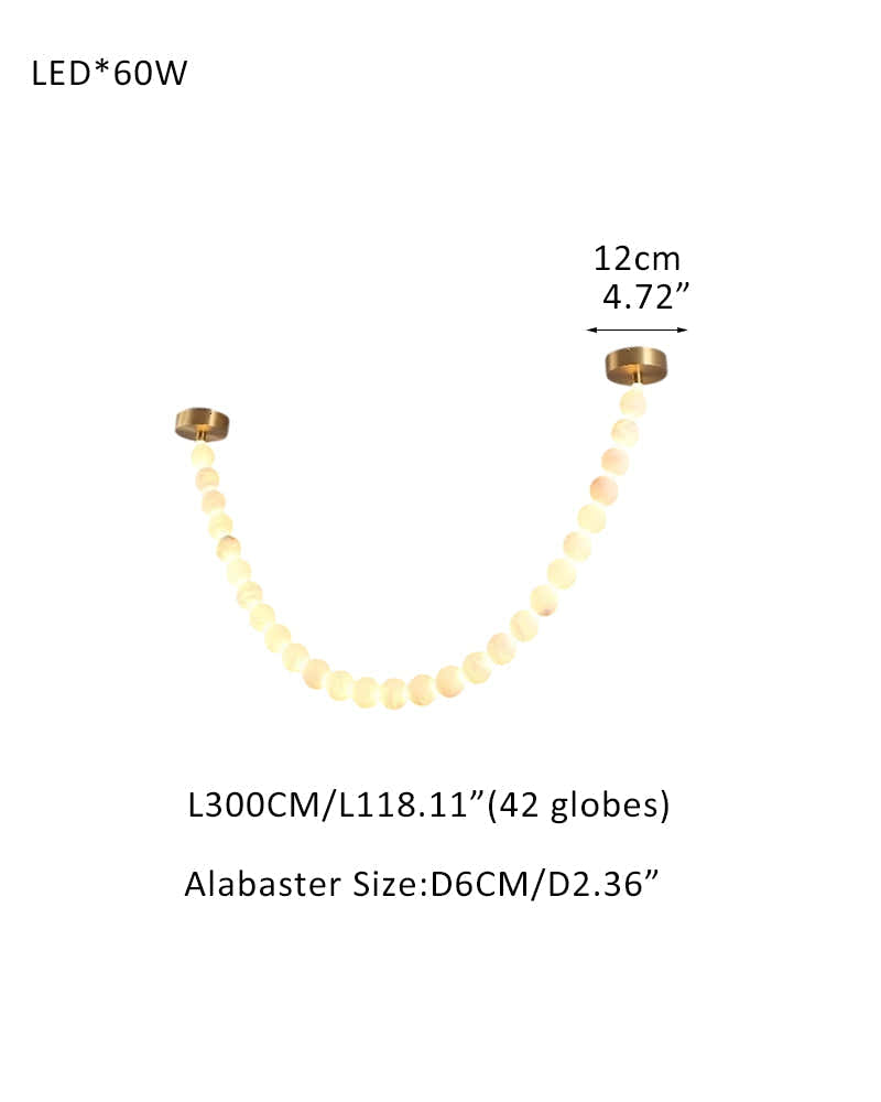 Modern LED Natural Alabaster Globes Beads Hanging Chandelier Indoor Lighting Fixture