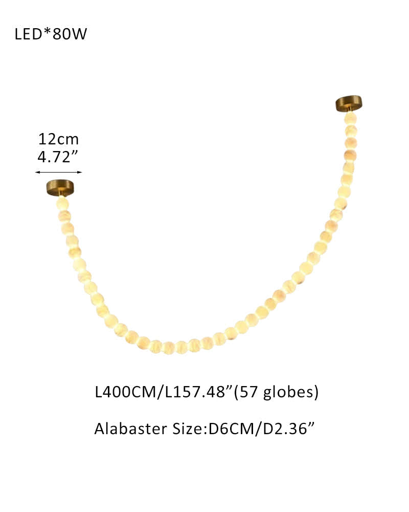 Modern LED Natural Alabaster Globes Beads Hanging Chandelier Indoor Lighting Fixture