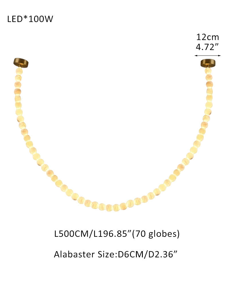 Modern LED Natural Alabaster Globes Beads Hanging Chandelier Indoor Lighting Fixture