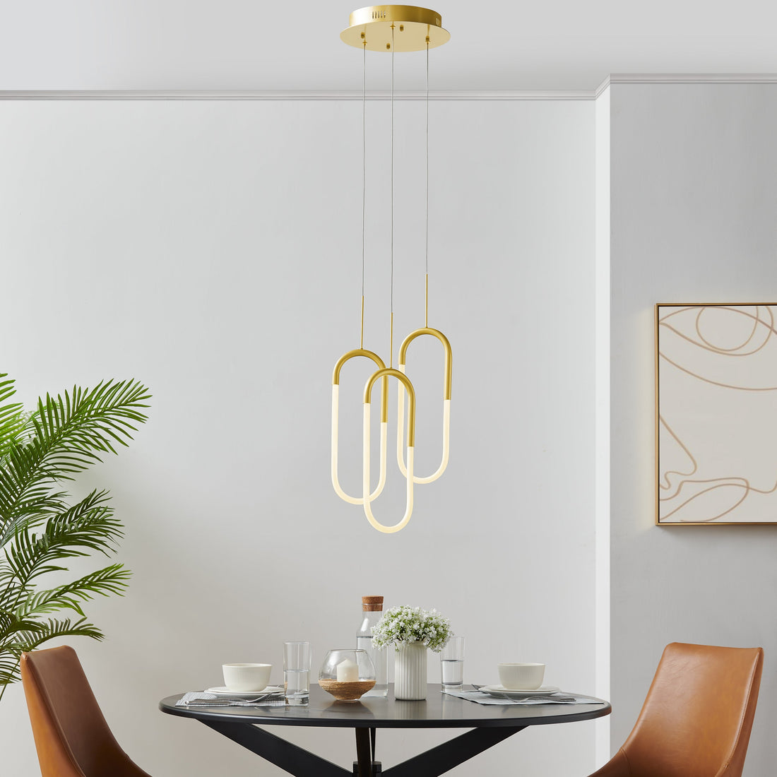 LED Three Clips Chandelier // Sandy Gold