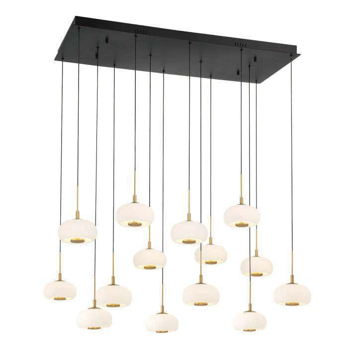Lanterns Glass 14 Light Rectangular LED Chandelier