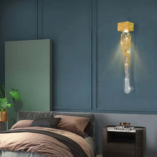 Modern Branch Crystal Wall Sconce For Bedroom