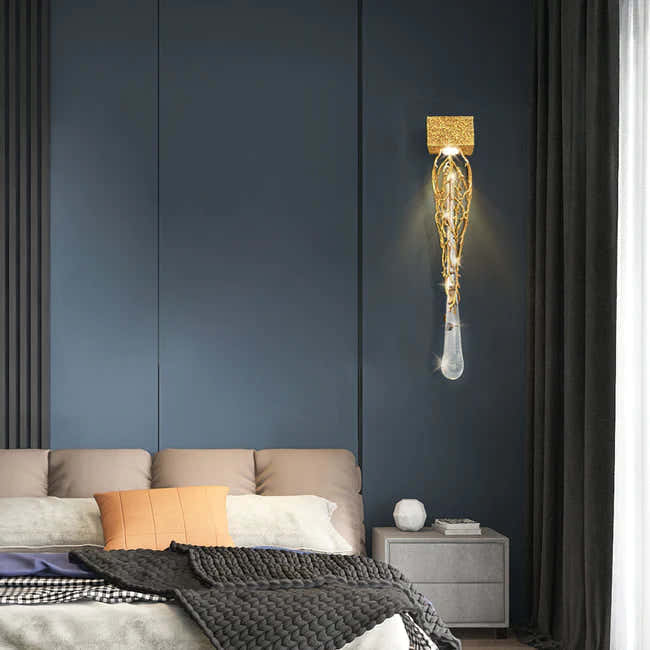 Modern Branch Crystal Wall Sconce For Bedroom
