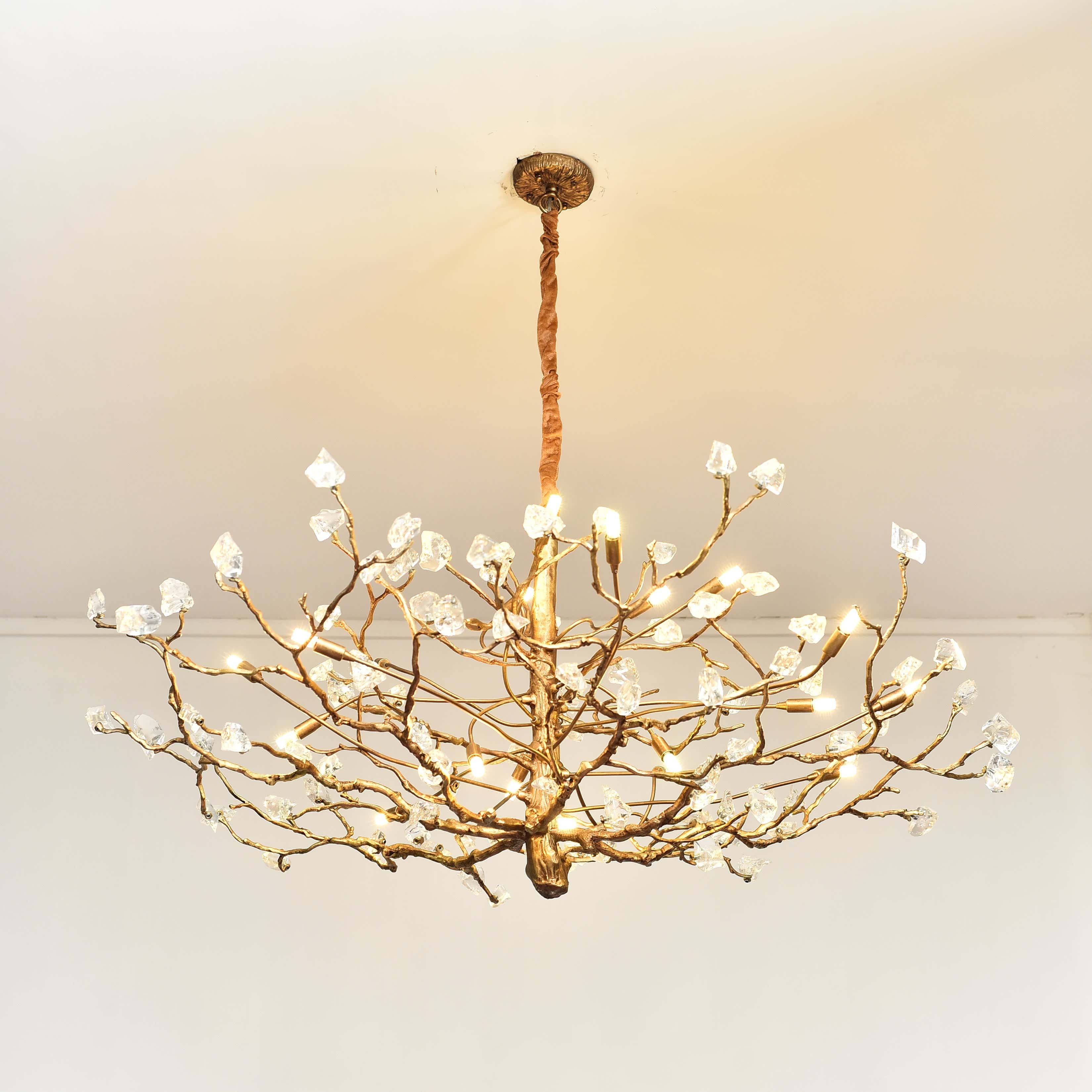 Livio Gemstone Branch Brass Round Chandelier