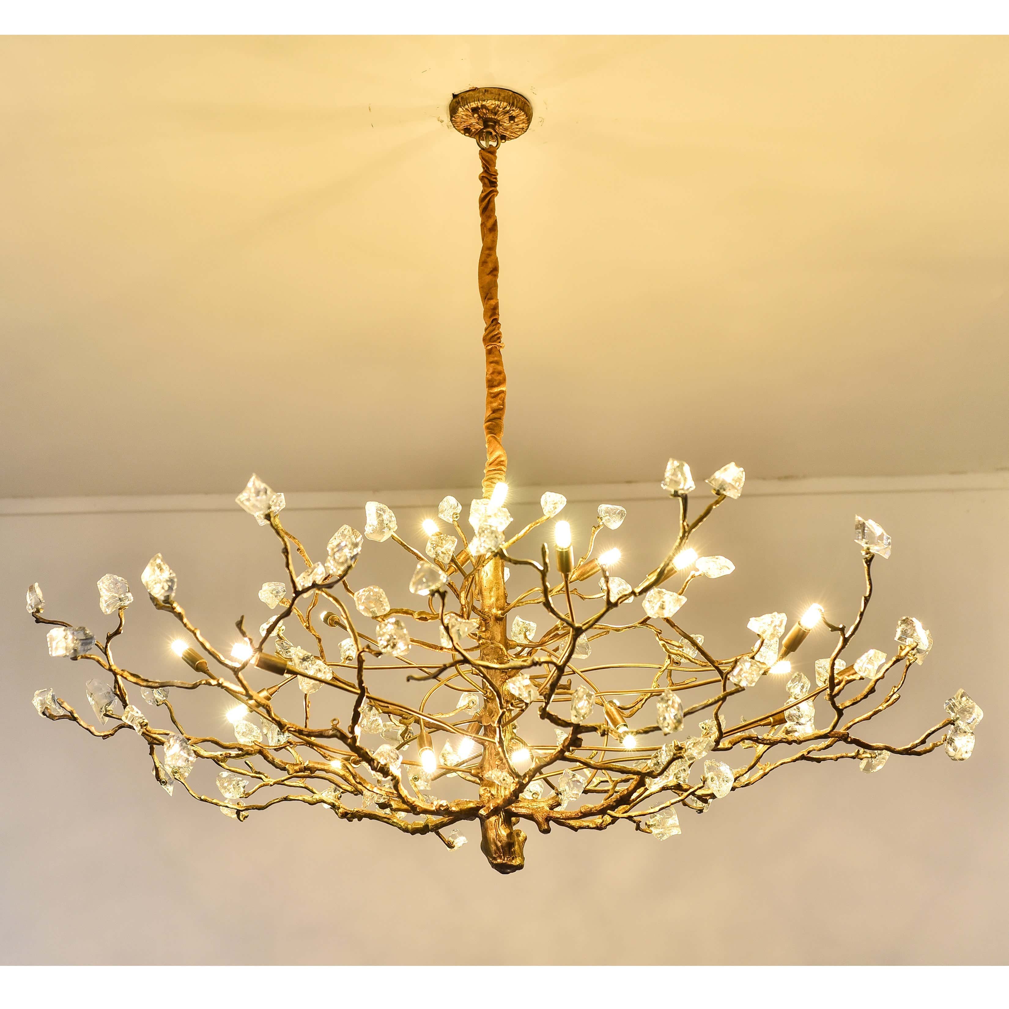 Livio Gemstone Branch Brass Round Chandelier