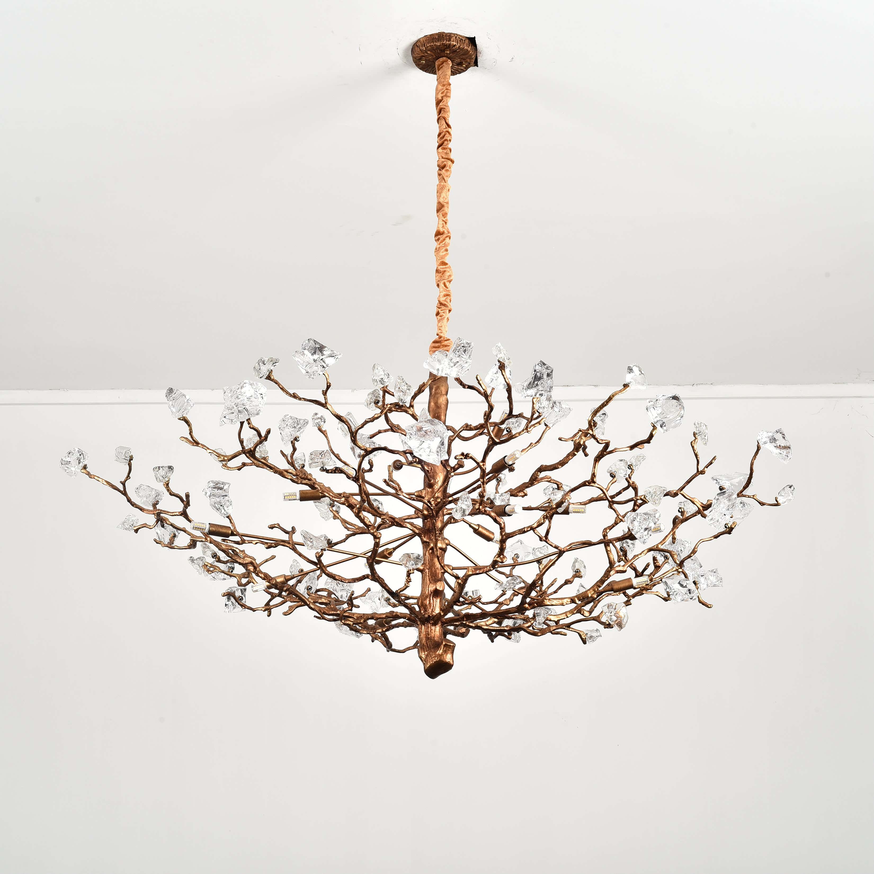 Livio Gemstone Branch Brass Round Chandelier