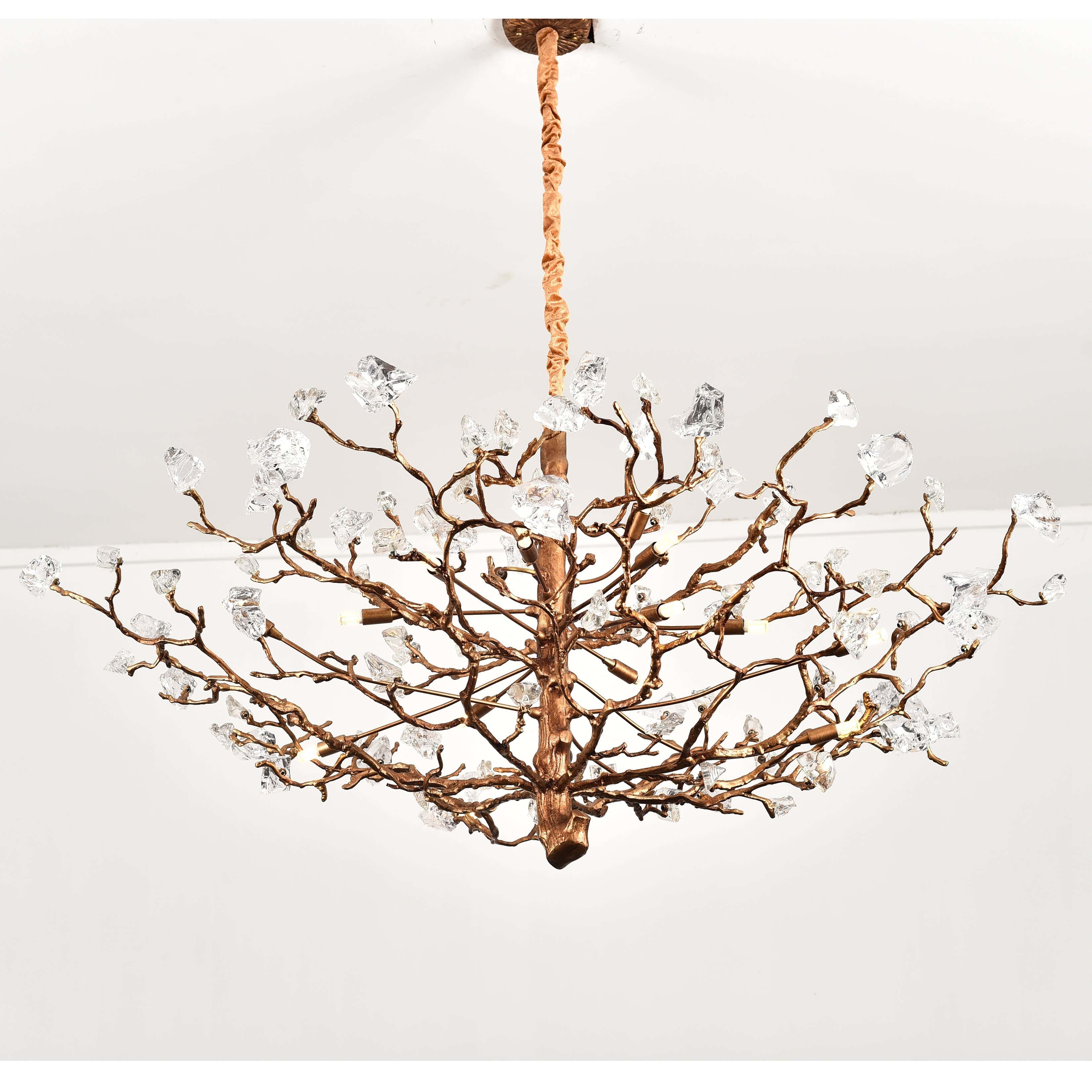 Livio Gemstone Branch Brass Round Chandelier