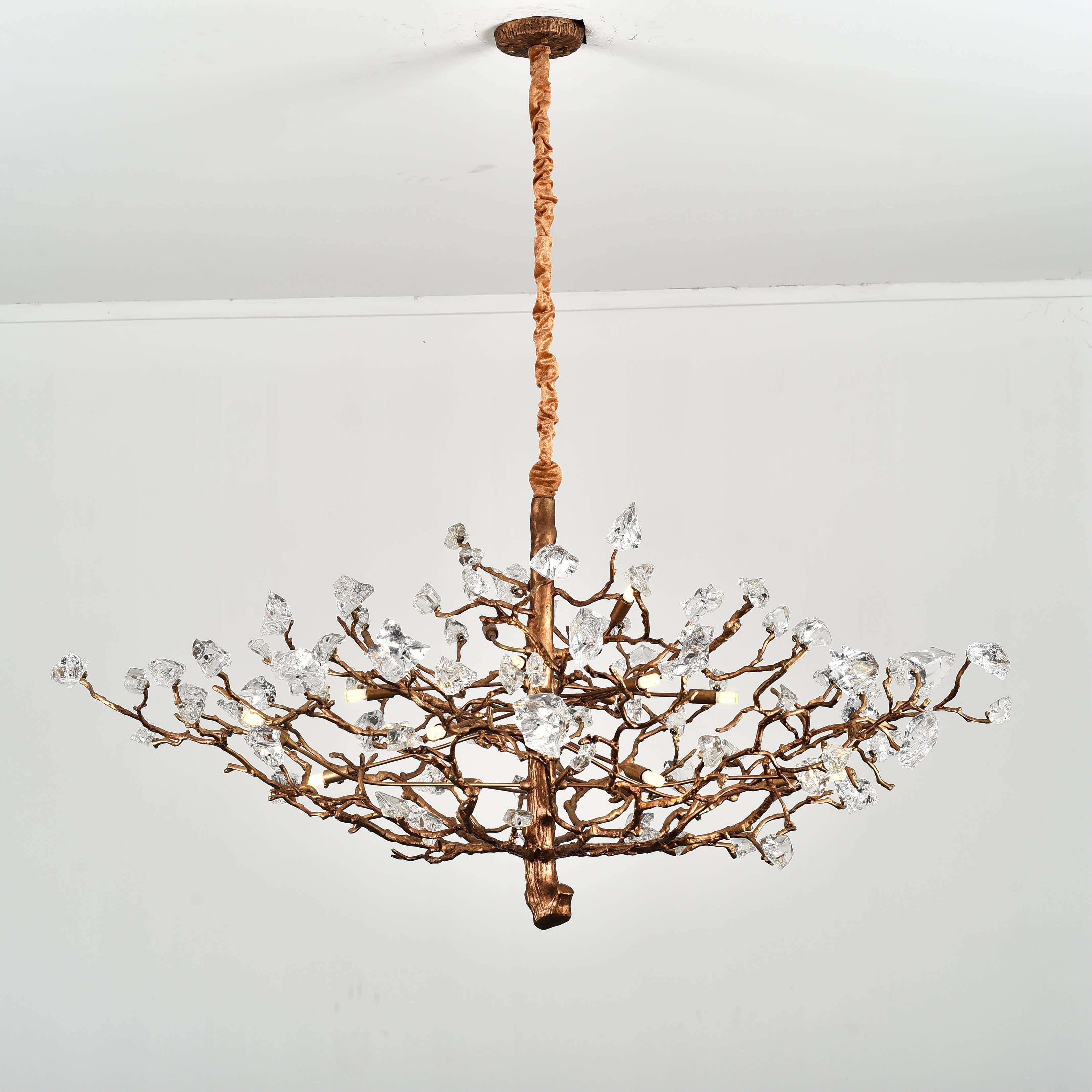 Livio Gemstone Branch Brass Round Chandelier