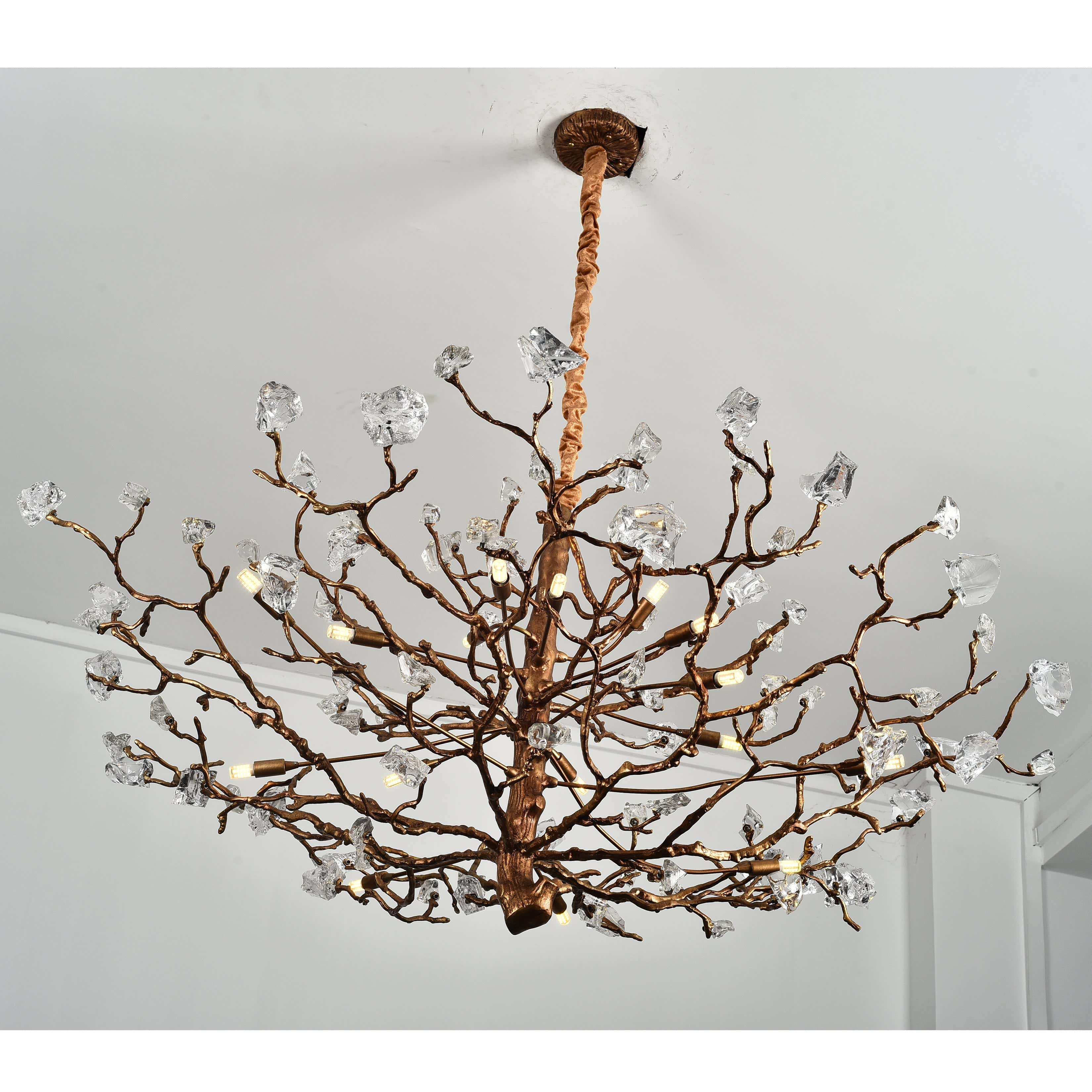 Livio Gemstone Branch Brass Round Chandelier