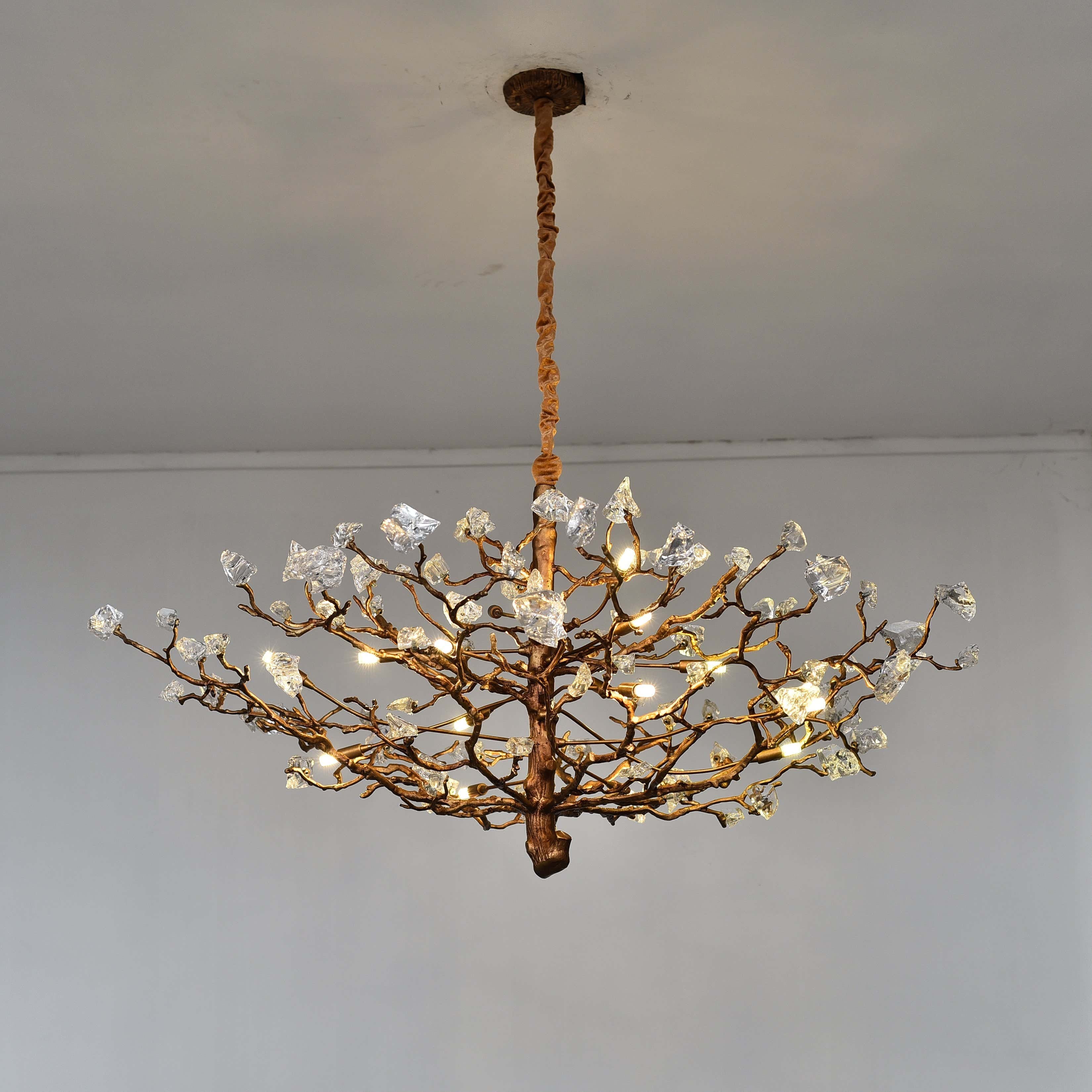 Livio Gemstone Branch Brass Round Chandelier