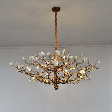 Livio Gemstone Branch Brass Round Chandelier