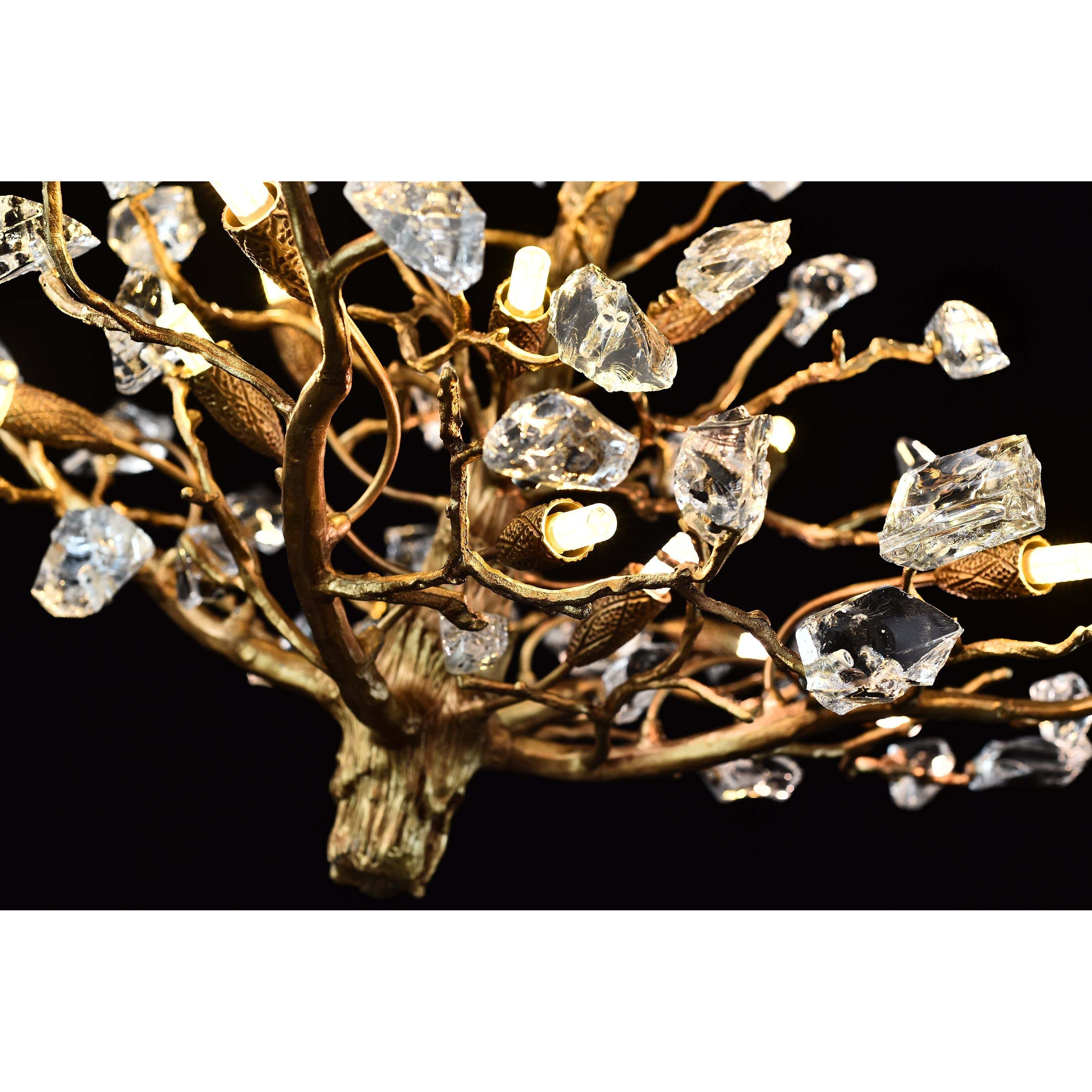 Livio Gemstone Branch Brass Round Chandelier