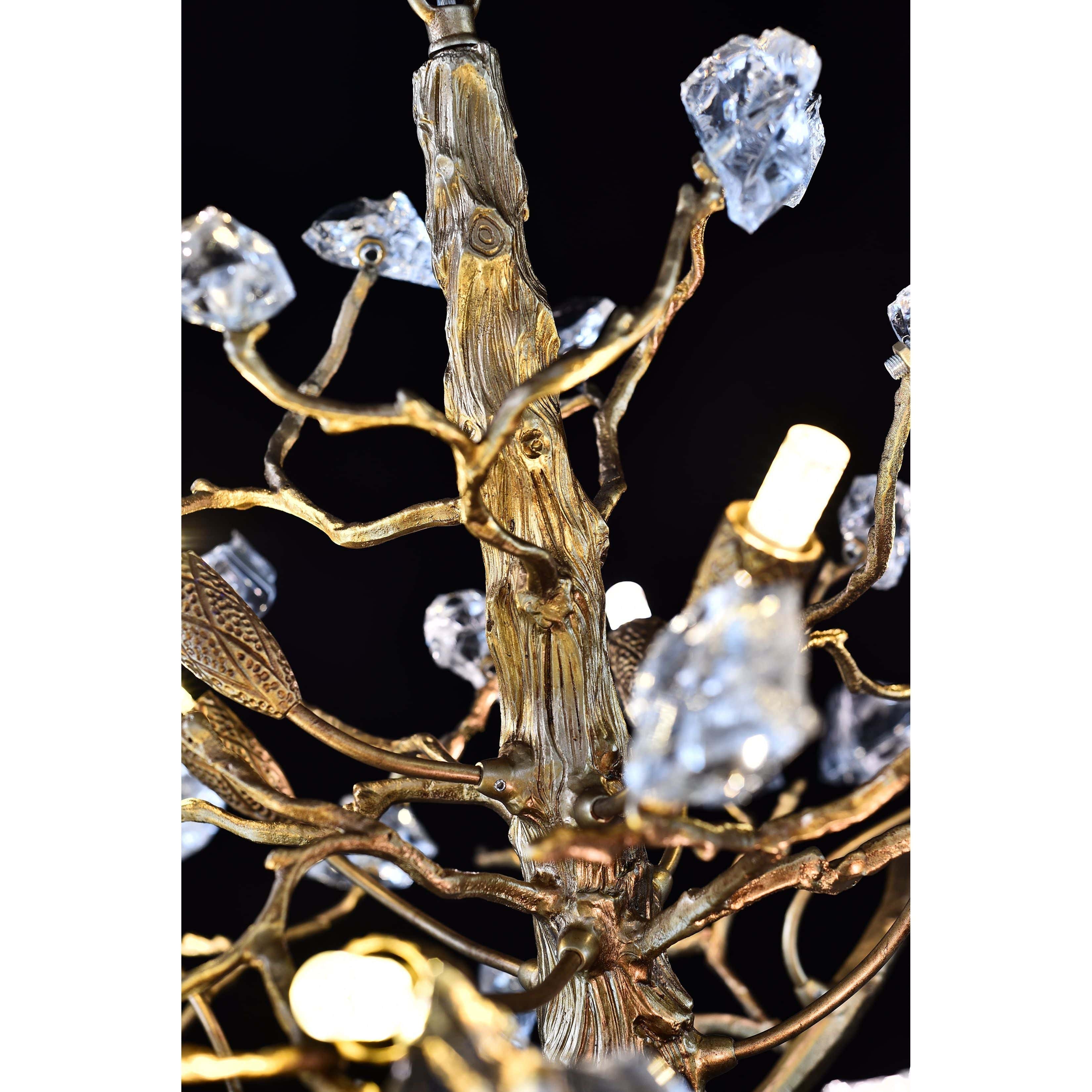 Livio Gemstone Branch Brass Round Chandelier