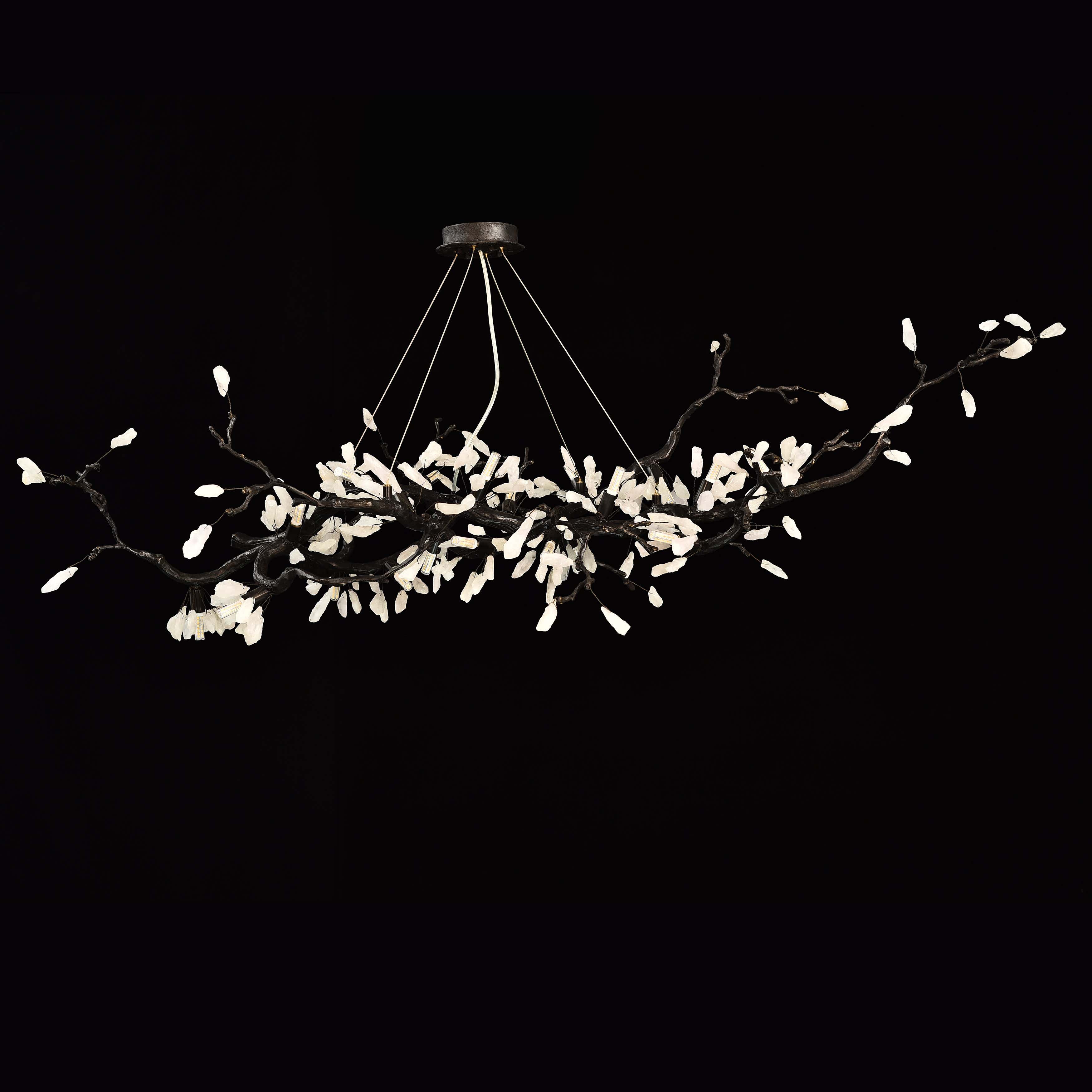 Selenite Crystal Blossom Branching Tree Chandelier