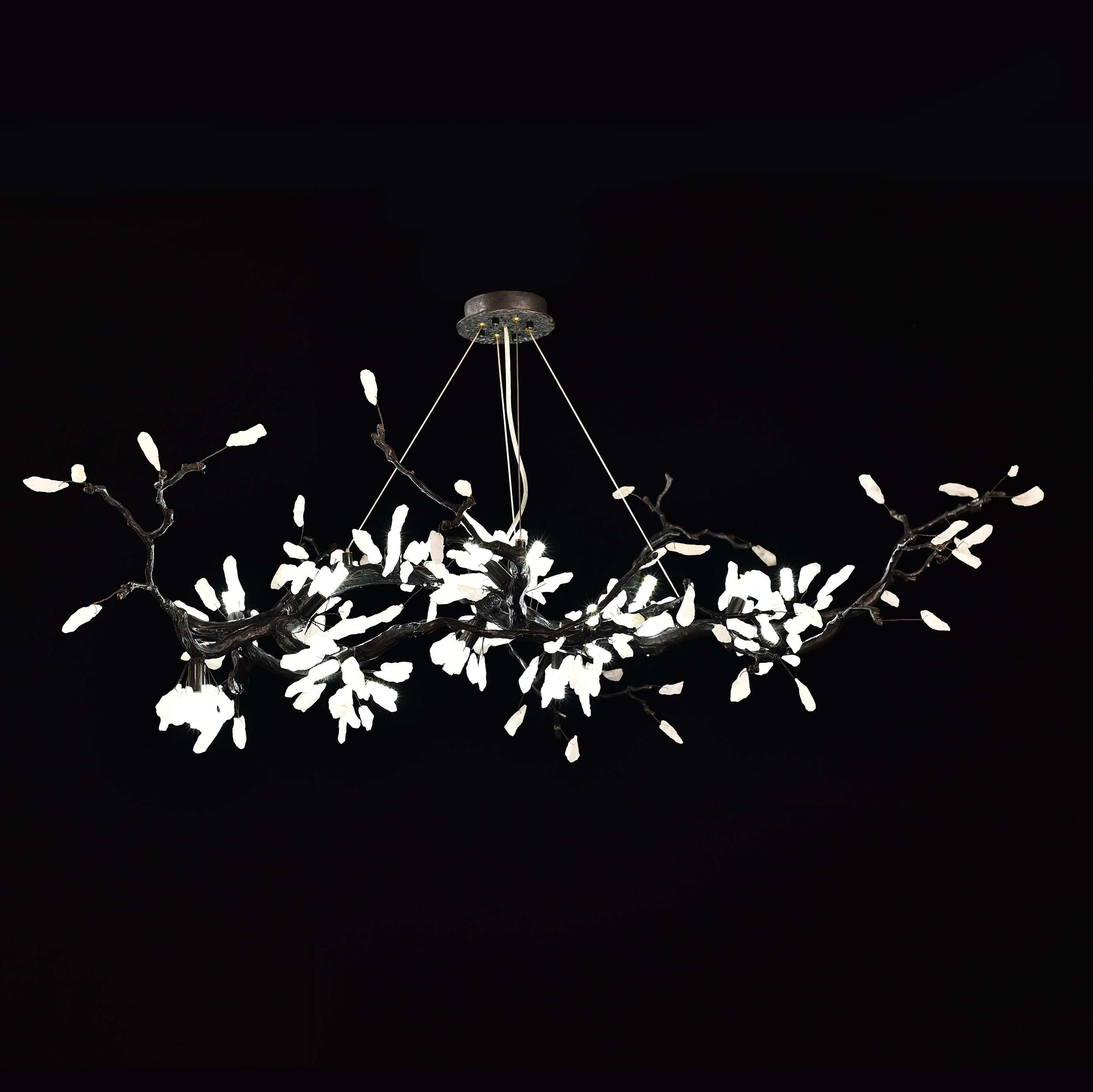 Selenite Crystal Blossom Branching Tree Chandelier