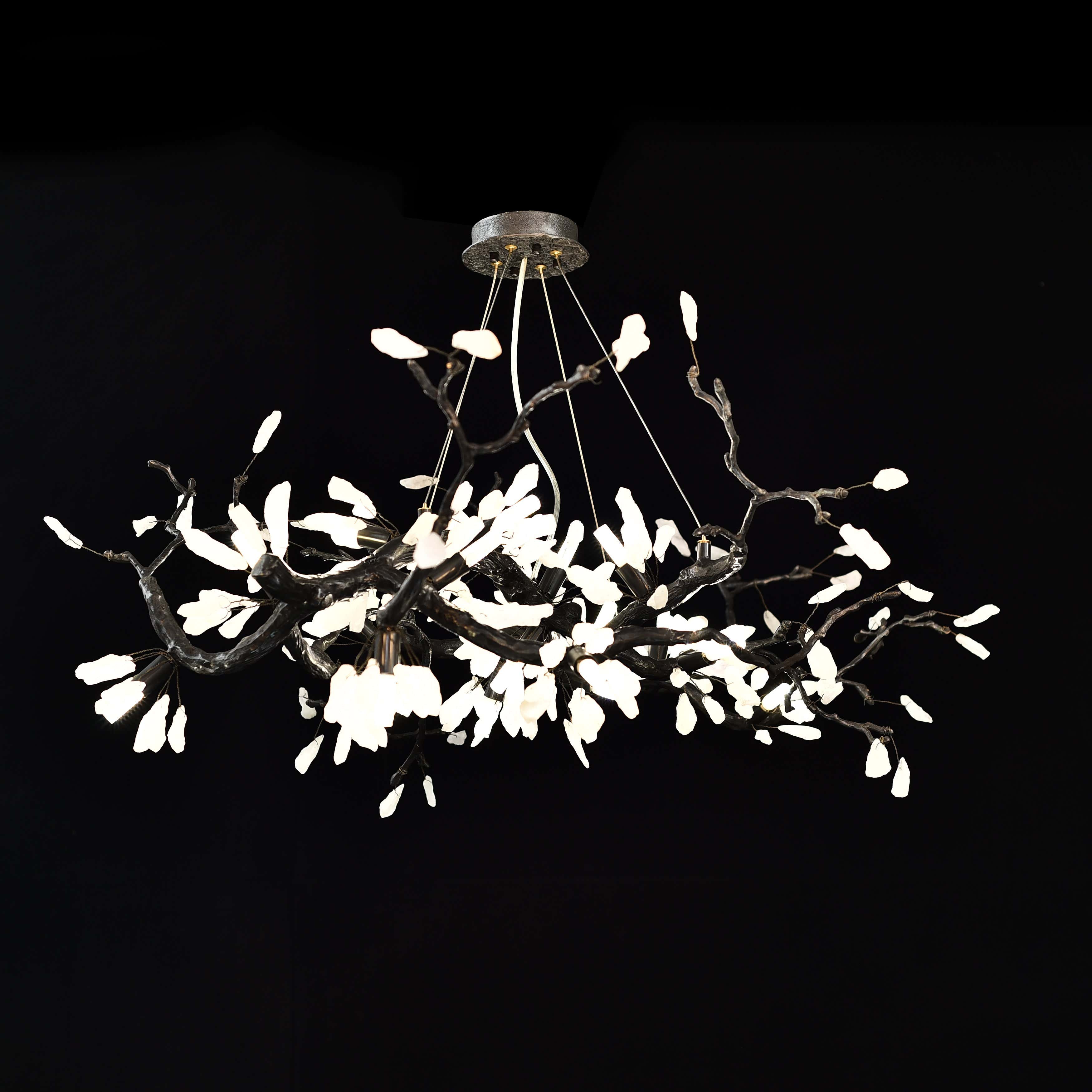 Selenite Crystal Blossom Branching Tree Chandelier
