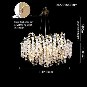 Modern Gold Blossom Crystal Round Branch Chandelier For Living Room