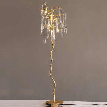Modern Gold Crystal Droplet Branch Standing Floor Lamp