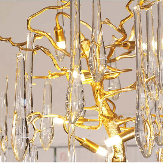 Modern Gold Crystal Droplet Branch Standing Floor Lamp