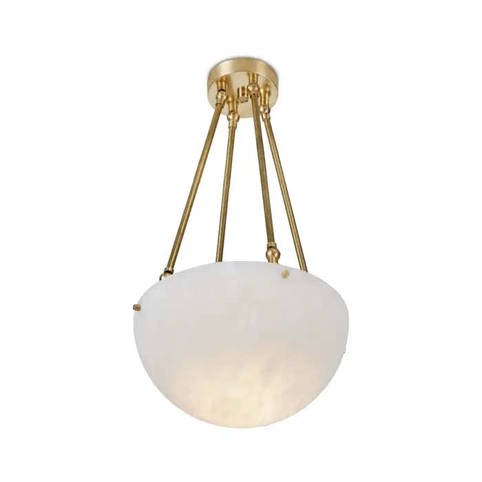 'Moon' Alabaster and Brass Pendant Lamp