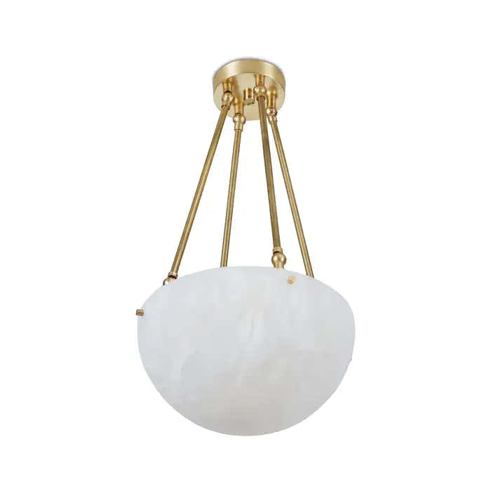 'Moon' Alabaster and Brass Pendant Lamp