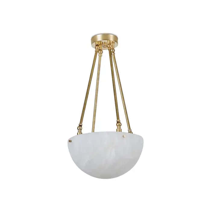 'Moon' Alabaster and Brass Pendant Lamp