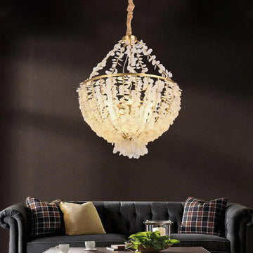 Modern Round Glass Droplet Branch Chandelier, Pendant Light For Bedroom