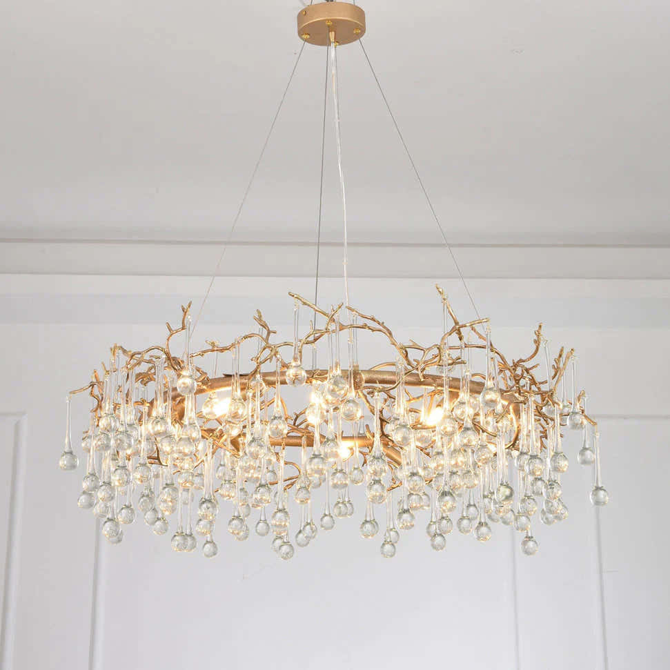 Modern Round Small Water Drop Branch Chandelier