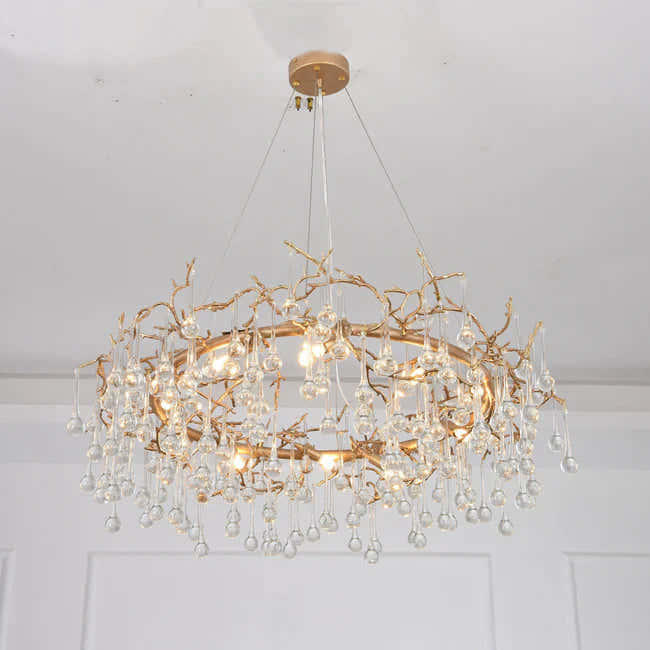 Modern Round Small Water Drop Branch Chandelier
