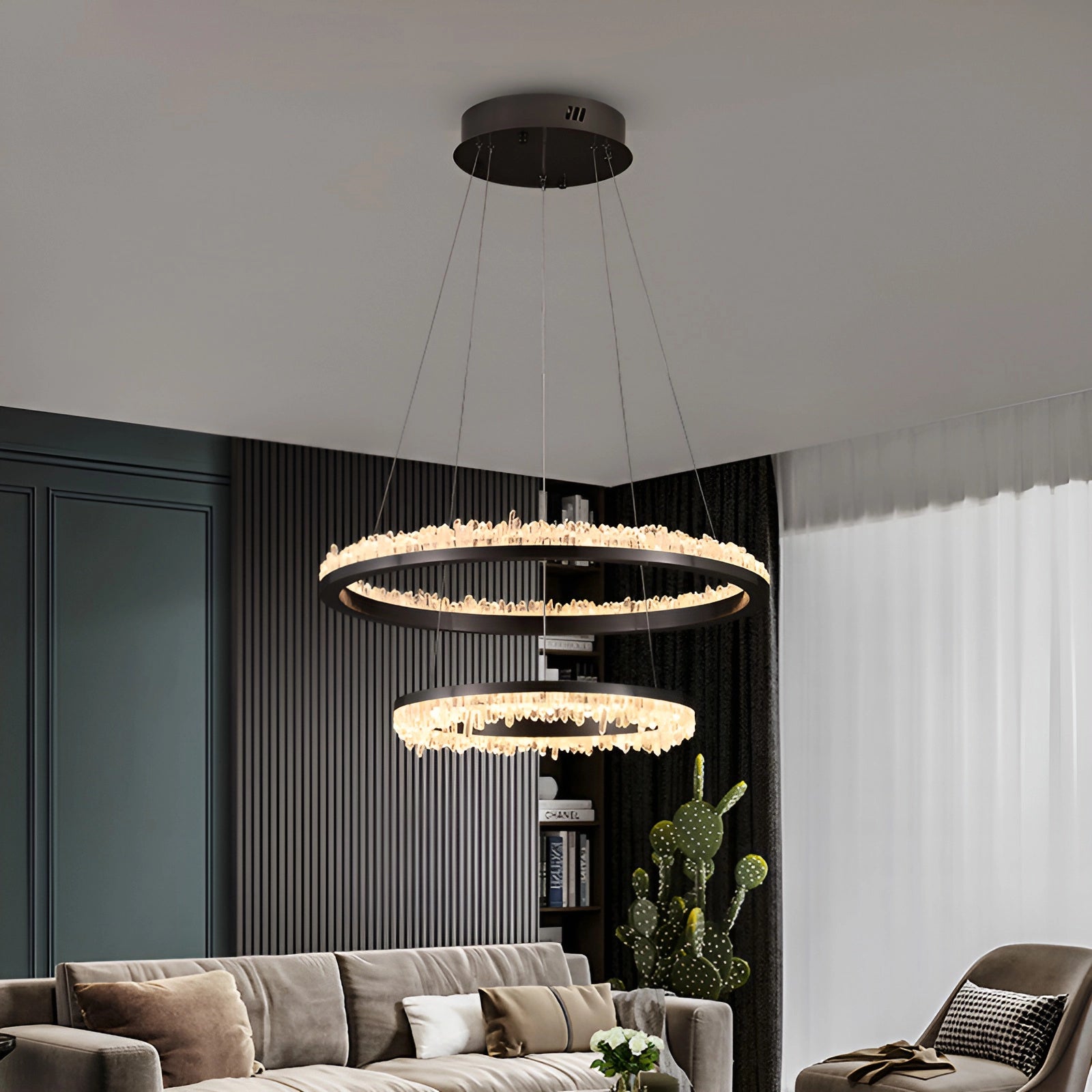 Minimalistic Crystal LED Chandelier