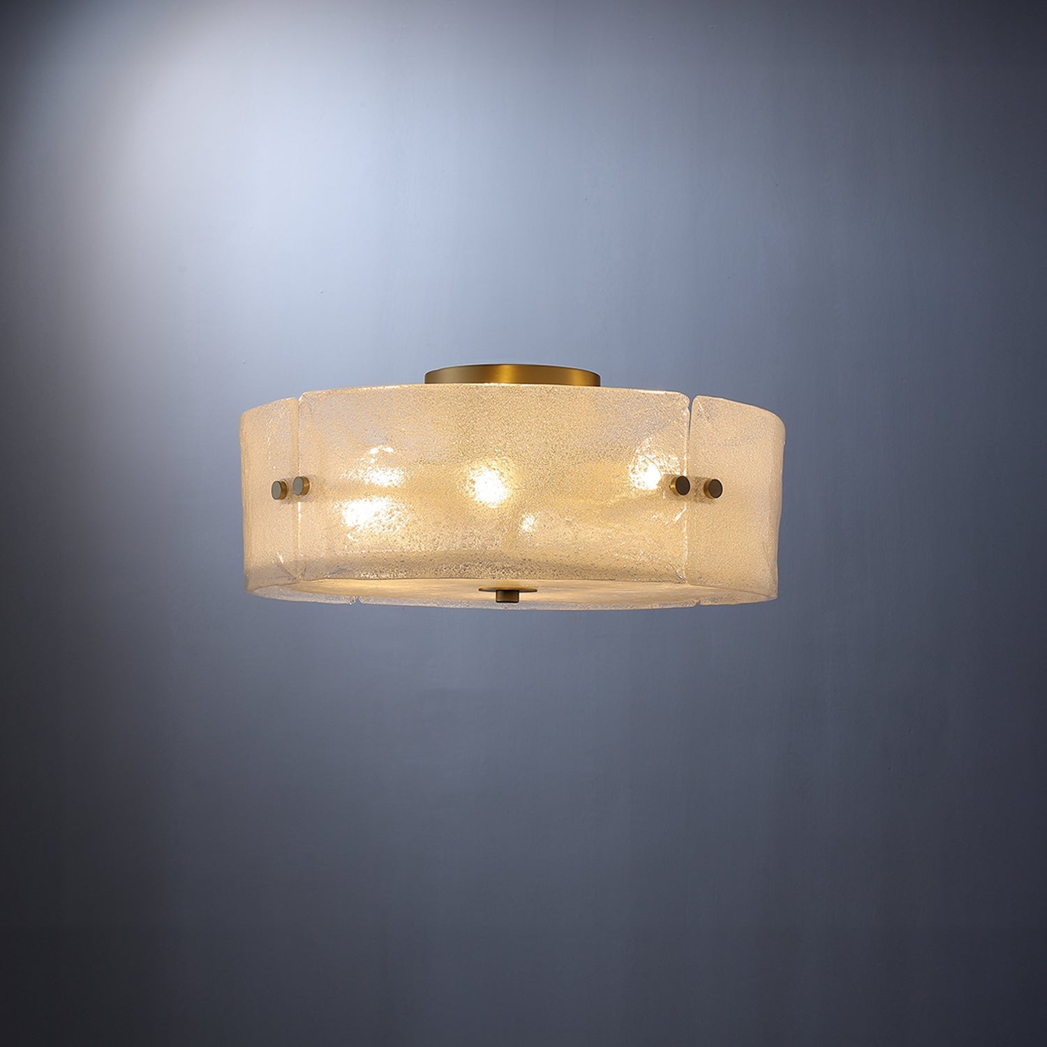 Modern Antique Brass Textured Glass Ceiling Light