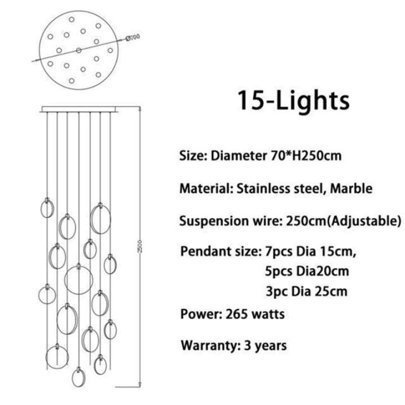 Alabaster Long Staircase Chandelier 5 styles