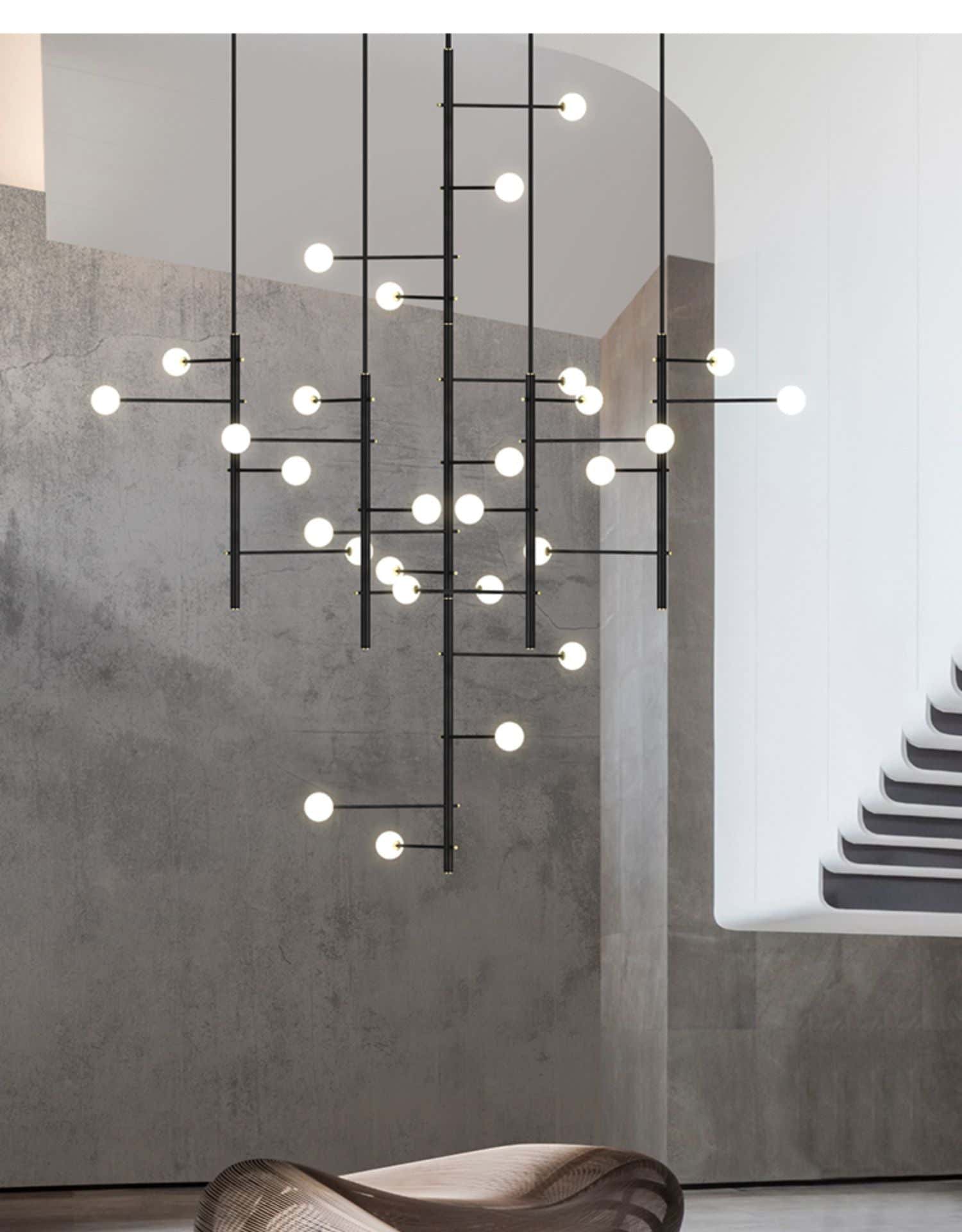Modern Multi-Arm Opal Chandelier