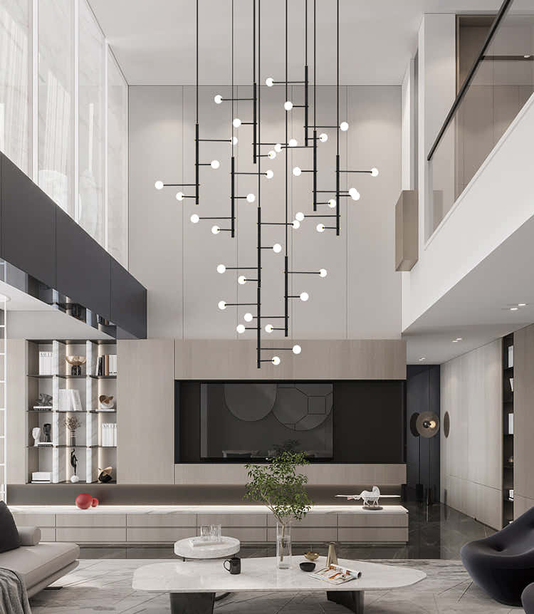 Modern Multi-Arm Opal Chandelier