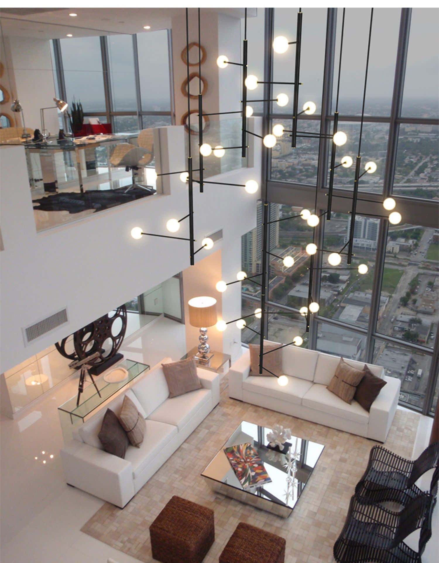 Modern Multi-Arm Opal Chandelier