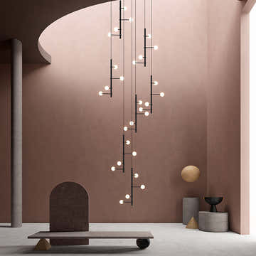 Modern Multi-Arm Opal Chandelier