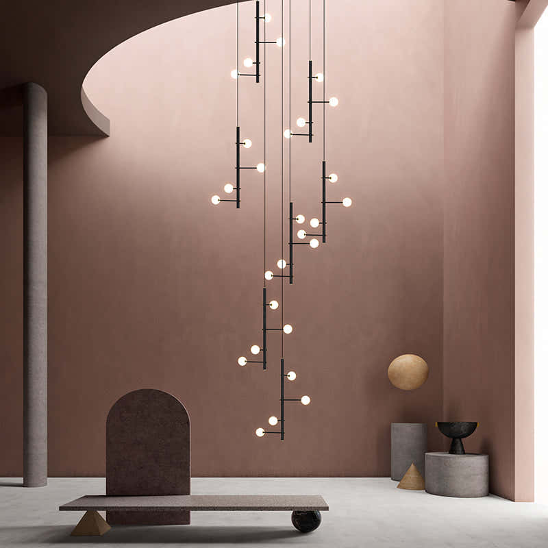 Modern Multi-Arm Opal Chandelier